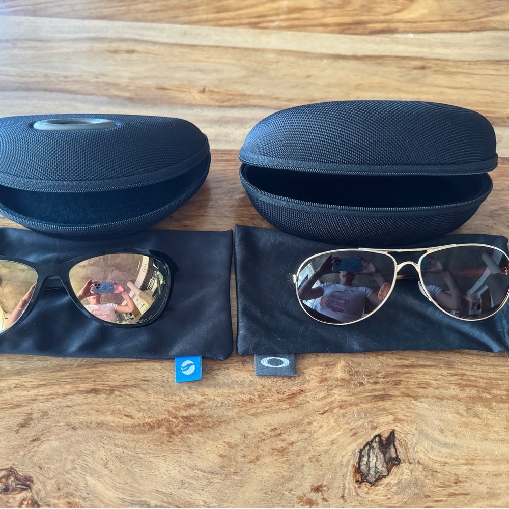 Oakley Black and Silver Sunglasses Set
